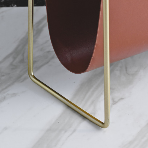Modern Leather Magazine Rack Triangle Brown