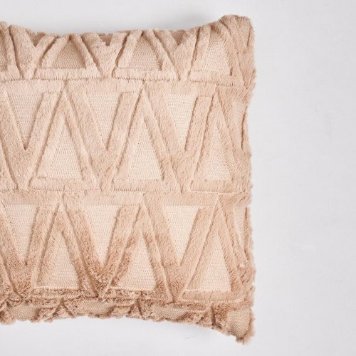 Plush Pillow Case 45 x 45cm - Brown Triangle