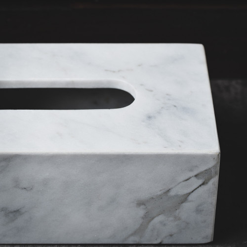 Rectangular Marble Tissue Box White 23cm x 14cm