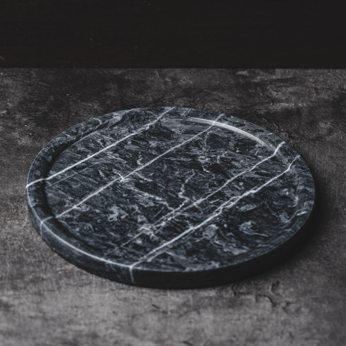 Round Marble Tray Black 8" 5