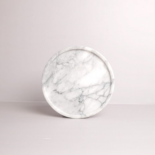 Round Marble Tray White 8"