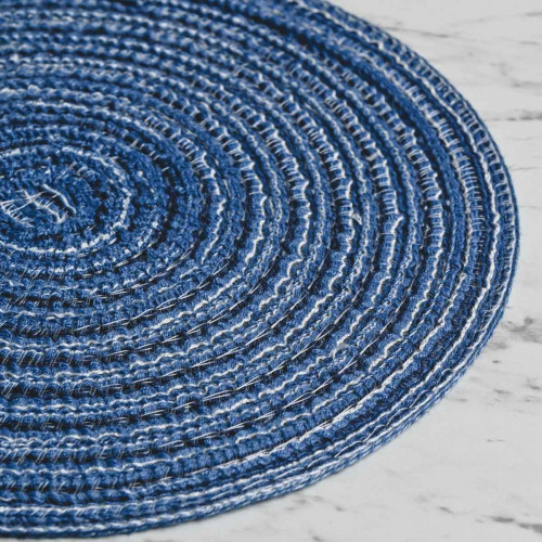 Round Woven Placemat Small Blue