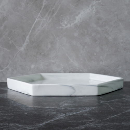Sierra Decorative Tray Hexagon 10.5" - White