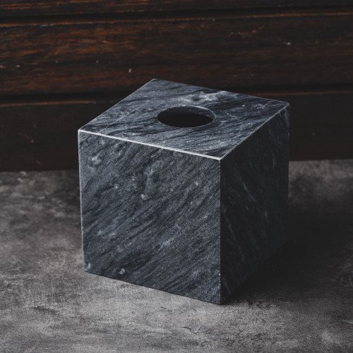 Square Marble Tissue Box Black 14cm x 14cm
