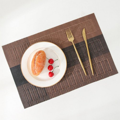 Table Placemat Woven Pattern Brown
