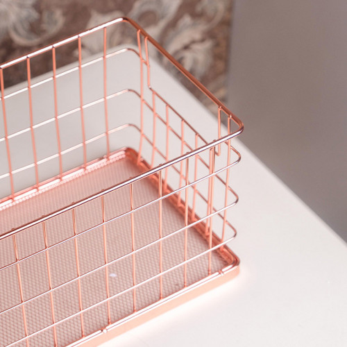Tabletop Display Basket Rose Gold 26.5 x 17.5cm Tall