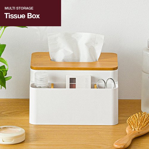 Vala Bamboo Tissue Box with Storage