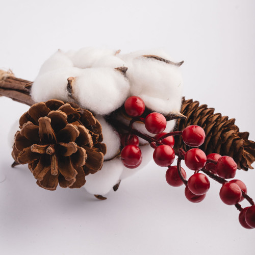 White Cotton Plant - Bouquet of Blossoms and Berries