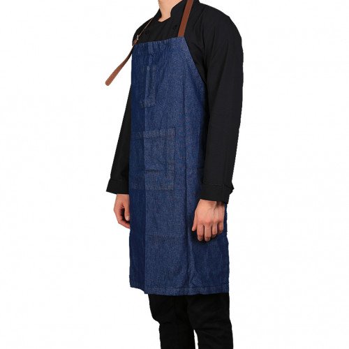 Denim Long Apron Blue