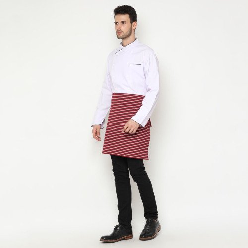 Stripes Half Apron Red & White 3