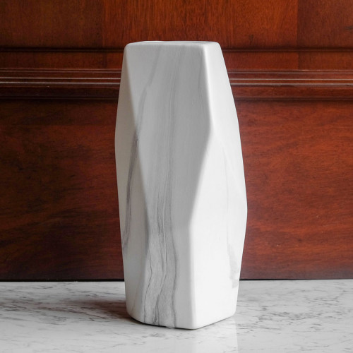 Faceted Vase White 20cm