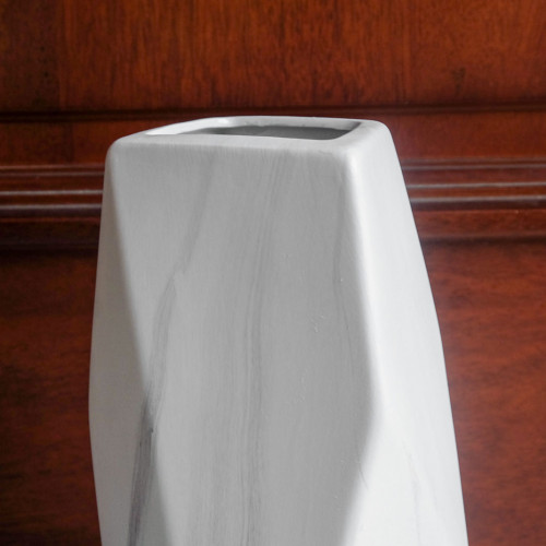 Faceted Vase White 20cm 2