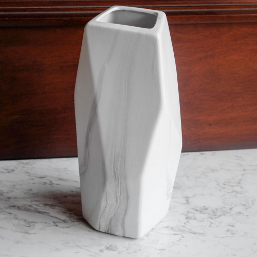 Faceted Vase White 20cm 3