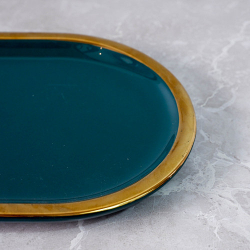 Gold-Rimmed Oval Display Tray Pink 3