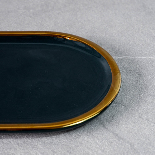 Gold-Rimmed Oval Display Tray White 5