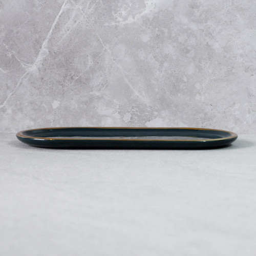 Gold-Rimmed Oval Display Tray White 8