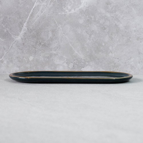 Gold-Rimmed Oval Display Tray White 8