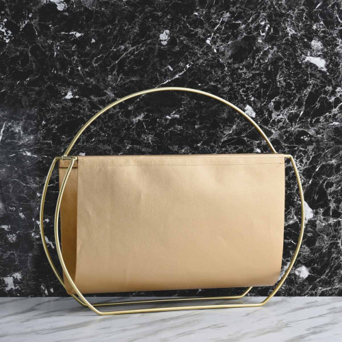 Modern Leather Magazine Rack Triangle Brown 2