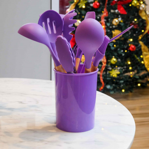 Flamboyant Purple Silicone Kitchen Utensil Set 13