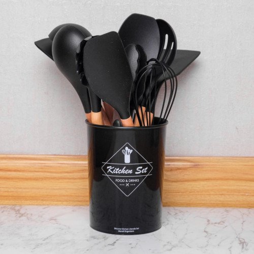 Bold Black Silicone Kitchen Utensil Set
