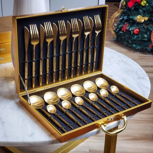 Luxury Gold 24pcs Cutlery Gift Set