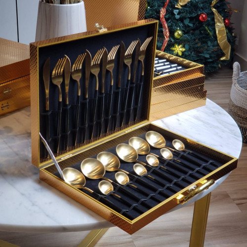Athens Black 24pcs Cutlery Gift Set