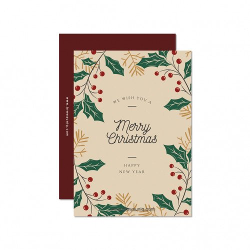 Merry Christmas Beige Theme Card