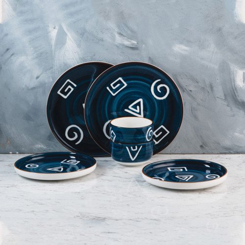 Meiji Blue Scroll Series Dinnerware Set