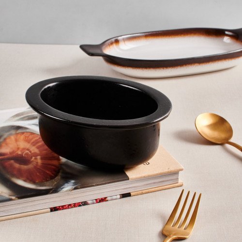 Sango Black Oval Pie Dish 13.7 x 10.4cm 4