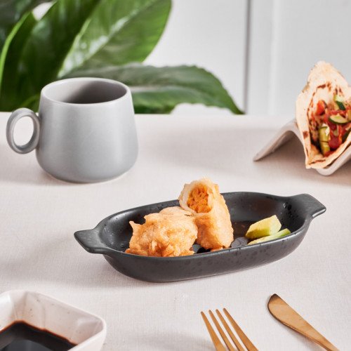 Sango Black Individual Oval Eared Dish 15.4 x 8.9cm 4