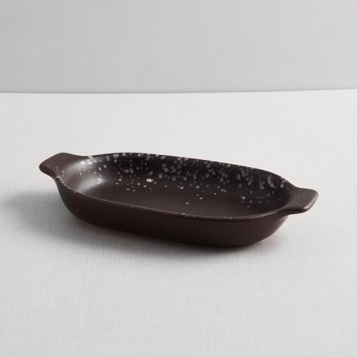 Sango Brown Individual Oval Eared Dish 15.4 x 8.9cm