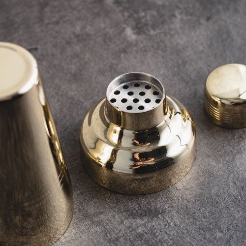 Classic Cobbler Cocktail Shaker 400ml Gold 3