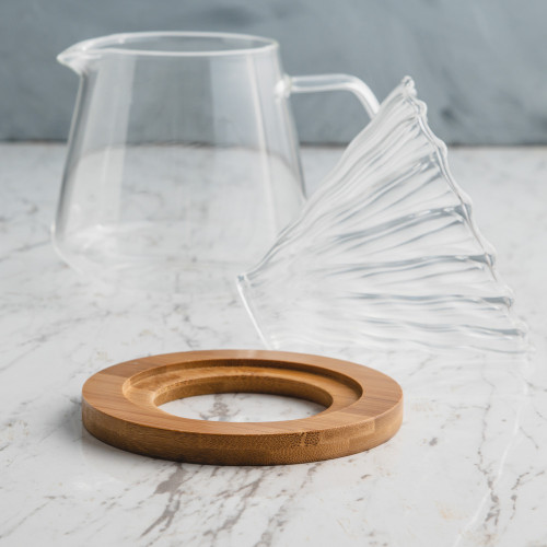 V60 Glass Coffee Dripper Olive Wood 3
