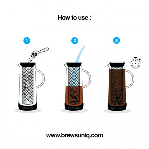 Glass Coffee Brewer w Build-In Filter Tube 1200ml 6
