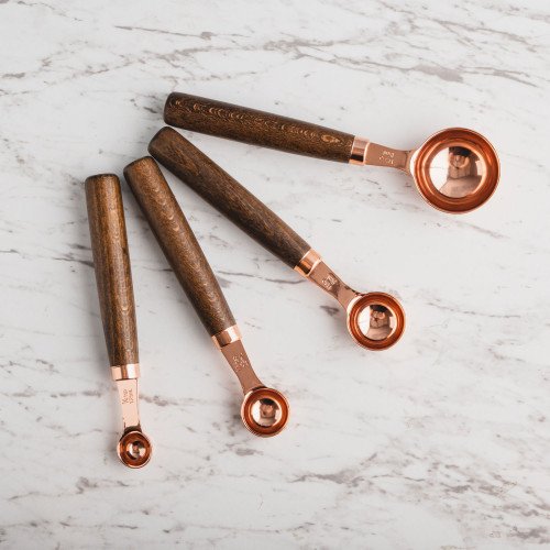 Rose Gold Measuring Spoon Set w/ Wooden Handle 2
