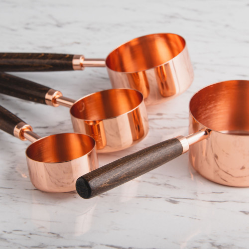 Rose Gold Measuring Cup Set w/ Wooden Handle 3