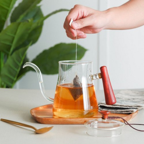 Vintage Style Glass Kettle 600ml - Straight Handle 2