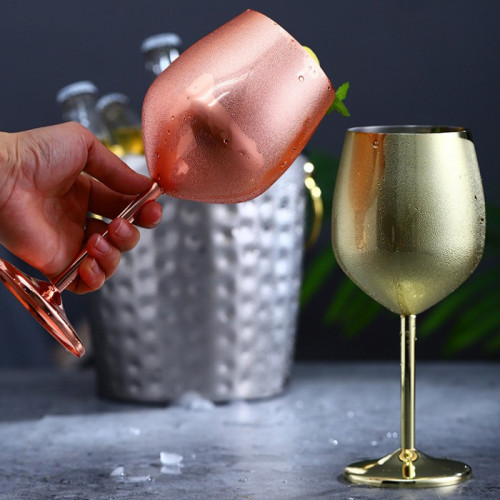 Stainless Steel Wine Glass 500ml - Gold 3