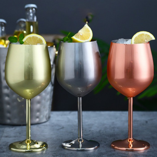 Stainless Steel Wine Glass 500ml - Rose Gold