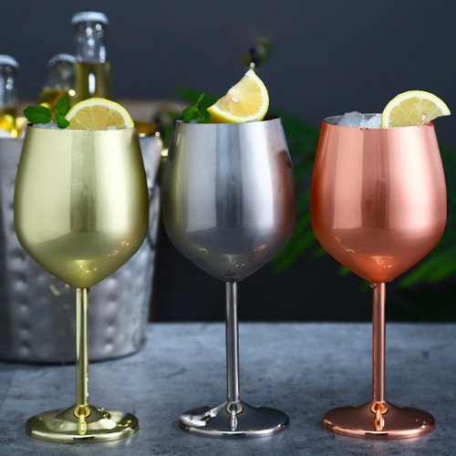 Stainless Steel Wine Glass 500ml - Rose Gold
