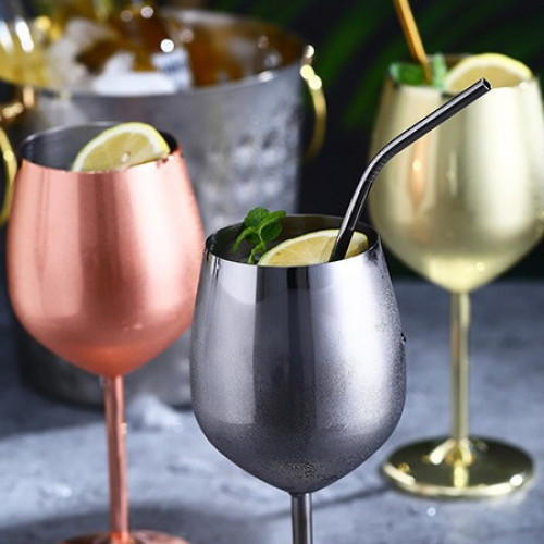 Stainless Steel Wine Glass 500ml - Rose Gold 2