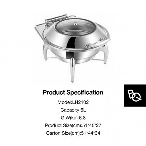 Chafing Dish Round With Bracket Feet 6L Two Grid 2