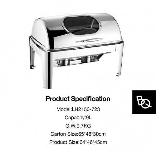 Chafing Dish Rectangular Roll Top 6L Two Grid 2