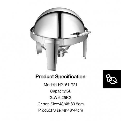 Chafing Dish Round Roll Top 9L Single Grid 2