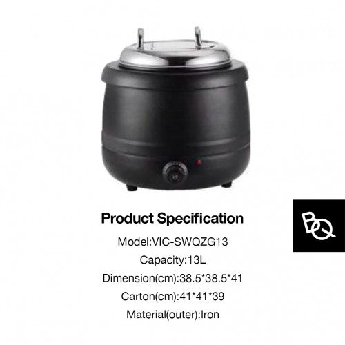Soup Warmer Cooking Pot Black Iron 13L 2