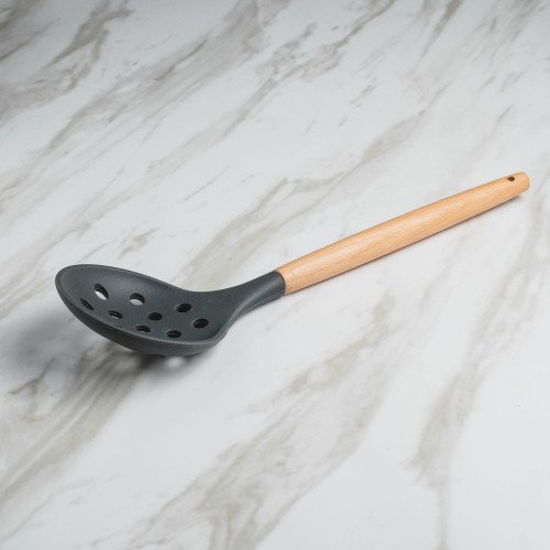 Woody Black Silicone Slotted Spoon 01 2