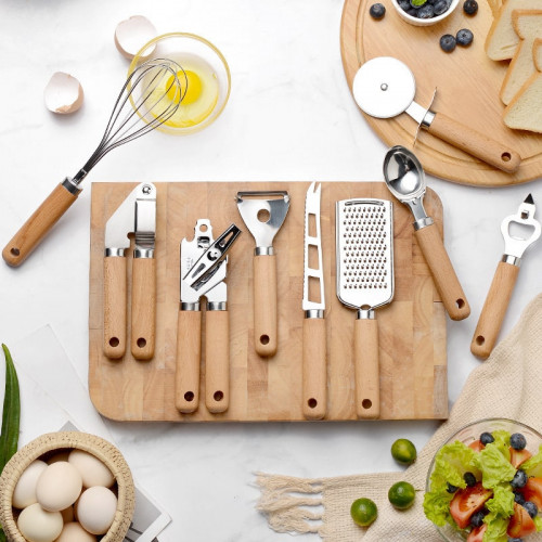 Multipurpose Kitchen Gadget Set - Wood Handle 4