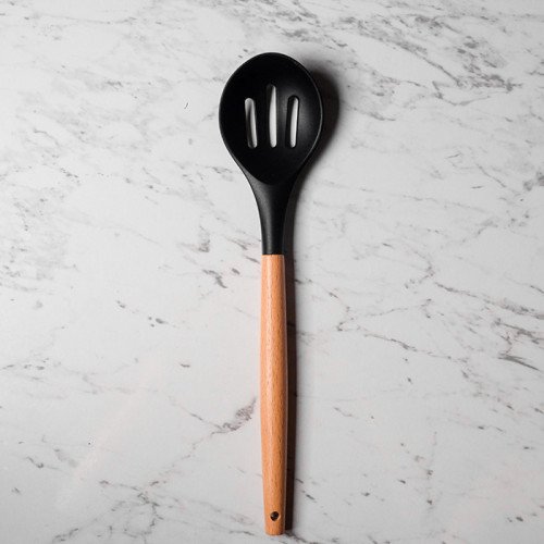 Bold Black Silicone Slotted Spoon 01