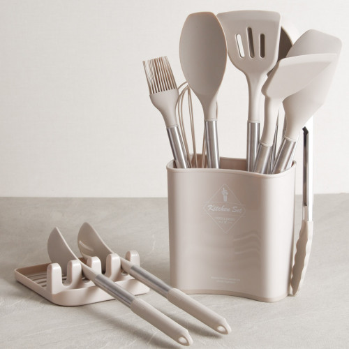 Light Khaki Silicone Kitchen Utensil Set