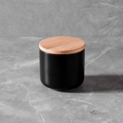 Ceramic Food Jar Black with Lid 1,000ml 3